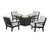 Trex Cape Cod 5-Piece Deep Seating Set with Fire Pit Table - TXS2151-2 - Frame in Charcoal Black with cusion in Buffalo Plaid Dune Burlap color - TXS2151-2-CB-BPDB
