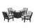 Trex Cape Cod 5-Piece Deep Seating Set with Fire Pit Table - TXS2151-2 - Frame in Charcoal Black with cusion in Buffalo Plaid Grey Mist color - TXS2151-2-CB-BPGM