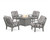 Trex Cape Cod 5-Piece Deep Seating Set with Fire Pit Table - TXS2151-2 - Frame in Stepping Stone with cusion in Cabana Stripe Grey Mist color - TXS2151-2-SS-CSGM