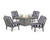 Trex Cape Cod 5-Piece Deep Seating Set with Fire Pit Table - TXS2151-2 - Frame in Stepping Stone with cusion in Cabana Stripe Navy color - TXS2151-2-SS-CSN