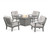 Trex Cape Cod 5-Piece Deep Seating Set with Fire Pit Table - TXS2151-2 - Frame in Stepping Stone with cusion in Trellis Dune Burlap color - TXS2151-2-SS-TDB