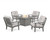 Trex Cape Cod 5-Piece Deep Seating Set with Fire Pit Table - TXS2151-2 - Frame in Stepping Stone with cusion in Buffalo Plaid Dune Burlap color - TXS2151-2-SS-BPDB