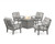 Trex Cape Cod 5-Piece Deep Seating Set with Fire Pit Table - TXS2151-2 - Frame in Stepping Stone with cusion in Buffalo Plaid Grey Mist color - TXS2151-2-SS-BPGM