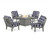 Trex Cape Cod 5-Piece Deep Seating Set with Fire Pit Table - TXS2151-2 - Frame in Stepping Stone with cusion in Buffalo Plaid Navy color - TXS2151-2-SS-BPN