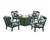 Trex Cape Cod 5-Piece Deep Seating Set with Fire Pit Table - TXS2151-2 - Frame in Rainforest Canopy with cusion in Leaf Marine Indigo color - TXS2151-2-RC-LMI