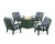Trex Cape Cod 5-Piece Deep Seating Set with Fire Pit Table - TXS2151-2 - Frame in Rainforest Canopy with cusion in Cabana Stripe Marine Indigo color - TXS2151-2-RC-CSMI
