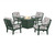 Trex Cape Cod 5-Piece Deep Seating Set with Fire Pit Table - TXS2151-2 - Frame in Rainforest Canopy with cusion in Trellis Grey Mist color - TXS2151-2-RC-TGM