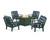 Trex Cape Cod 5-Piece Deep Seating Set with Fire Pit Table - TXS2151-2 - Frame in Rainforest Canopy with cusion in Buffalo Plaid Marine Indigo color - TXS2151-2-RC-BPMI