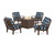 Trex Cape Cod 5-Piece Deep Seating Set with Fire Pit Table - TXS2151-2 - Frame in Vintage Lantern with cusion in Buffalo Plaid Marine Indigo color - TXS2151-2-VL-BPMI