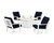 Trex Cape Cod 5-Piece Deep Seating Set with Fire Pit Table - TXS2151-2 - Frame in Classic White with cusion in Marine Indigo color - TXS2151-2-CW-MI