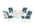 Trex Cape Cod 5-Piece Deep Seating Set with Fire Pit Table - TXS2151-2 - Frame in Classic White with cusion in Ocean Teal color - TXS2151-2-CW-OT