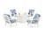 Trex Cape Cod 5-Piece Deep Seating Set with Fire Pit Table - TXS2151-2 - Frame in Classic White with cusion in Leaf Sky Blue color - TXS2151-2-CW-LSB
