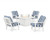 Trex Cape Cod 5-Piece Deep Seating Set with Fire Pit Table - TXS2151-2 - Frame in Classic White with cusion in Cabana Stripe Sky Blue color - TXS2151-2-CW-CSSB