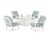 Trex Cape Cod 5-Piece Deep Seating Set with Fire Pit Table - TXS2151-2 - Frame in Classic White with cusion in Cabana Stripe Glacier Spa color - TXS2151-2-CW-CSGS