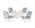 Trex Cape Cod 5-Piece Deep Seating Set with Fire Pit Table - TXS2151-2 - Frame in Classic White with cusion in Buffalo Plaid Sky Blue color - TXS2151-2-CW-BPSB