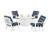 Trex Cape Cod 5-Piece Deep Seating Set with Fire Pit Table - TXS2151-2 - Frame in Classic White with cusion in Buffalo Plaid Marine Indigo color - TXS2151-2-CW-BPMI
