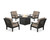 Trex Yacht Club 5-Piece Deep Seating Set with Round Fire Pit Table - TXS1710-2 - Frame in Charcoal Black with cusion in Spiced Burlap color - TXS1710-2-CB-SB