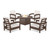 Trex Rockport 5-Piece Deep Seating Set with Round Fire Pit Table - TXS1704-2 - Frame in Vintage Lantern with cusion in Trellis Dune Burlap color - TXS1704-2-VL-TDB