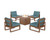 Trex Eastport Modular 5-Piece Deep Seating Set with Square Fire Pit Table - TXS1706-2 - Frame in Tree House with cusion in Ocean Teal color - TXS1706-2-TH-OT