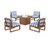 Trex Eastport Modular 5-Piece Deep Seating Set with Round Fire Pit Table - TXS1707-2 - Frame in Tree House with cusion in Cabana Stripe Sky Blue color - TXS1707-2-TH-CSSB