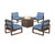 Trex Eastport Modular 5-Piece Deep Seating Set with Round Fire Pit Table - TXS1707-2 - Frame in Vintage Lantern with cusion in Sky Blue color - TXS1707-2-VL-SB-1