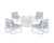 Trex Eastport Modular 5-Piece Deep Seating Set with Round Fire Pit Table - TXS1707-2 - Frame in Classic White with cusion in Buffalo Plaid Sky Blue color - TXS1707-2-CW-BPSB