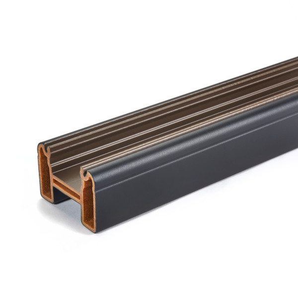 Trex Transcend Universal Top Bottom Rail in Charcoal Black - high-performance composite railing in matte black finish