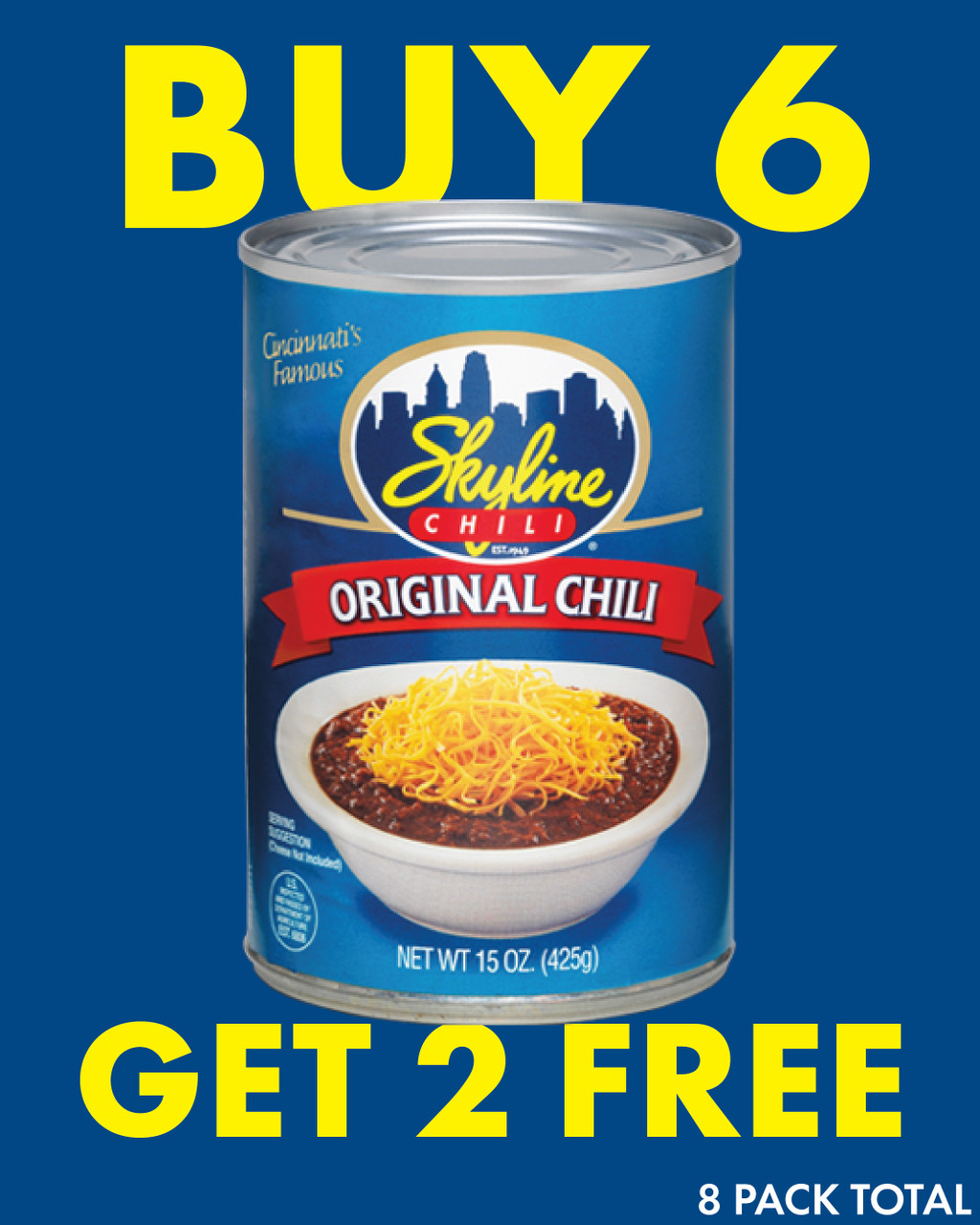 Image of Buy 6 Get 2 Skyline Chili Cans | 8 Pack Total
