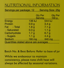 Plant Based Green Curry Paste Nutritional Panel