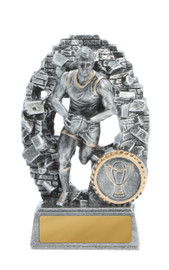 Aussie Rules Crash Through Trophy Silver 130mm Aussie Rules Crash Through Trophy Silver 130mm