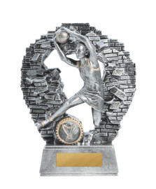 Netball Crash Through Trophy Silver 190mm Netball Crash Through Trophy Silver 190mm
