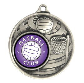 Netball Global Medal Silver 50mm Netball Global Medal Silver 50mm