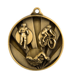Triathlon Sunrise Medal Gold 50mm Triathlon Sunrise Medal Gold 50mm