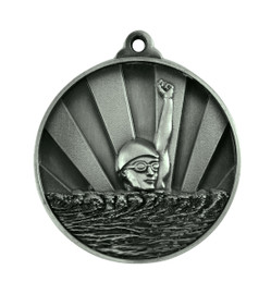 Swimming Sunrise Medal Silver 50mm Swimming Sunrise Medal Silver 50mm