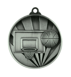 Basketball Sunrise Medal Silver 50mm Basketball Sunrise Medal Silver 50mm