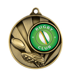 Rugby Sunrise Insert Medal Gold 50mm Rugby Sunrise Insert Medal Gold 50mm