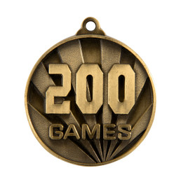 Aussie Rules Sunrise 200 Games Medal Gold 50mm Aussie Rules Sunrise 200 Games Medal Gold 50mm