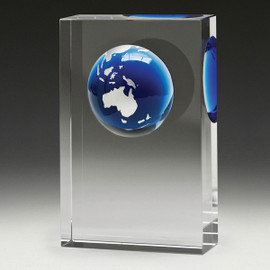 Crystal Globe Block Award 115mm Crystal Globe Block Award 115mm