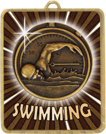 Swimming Medal Gold 63x75mmmm