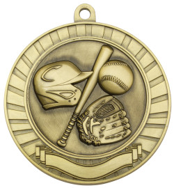 Baseball - Softball Eco Scroll Medal Gold 70mm