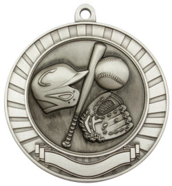 Baseball - Softball Eco Scroll Medal Silver 70mm Baseball - Softball Eco Scroll Medal Silver 70mm