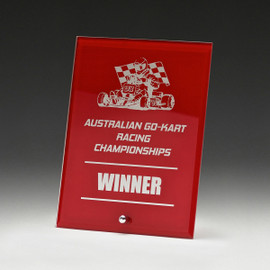 Plaque - Shield Glass Plaque Red 150mm Plaque - Shield Glass Plaque Red 150mm