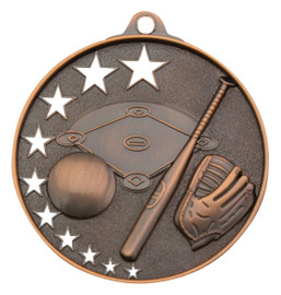 Baseball - Softball Stars Medal Bronze 52mm