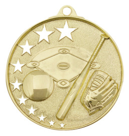 Baseball - Softball Stars Medal Gold 52mm Baseball - Softball Stars Medal Gold 52mm