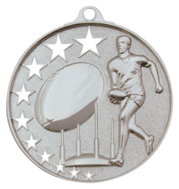 Aussie Rules Hollow Star Medal Silver 52mm Aussie Rules Hollow Star Medal Silver 52mm