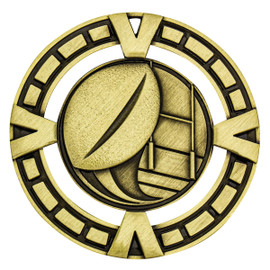 Rugby Varsity Medal Gold 65mm
