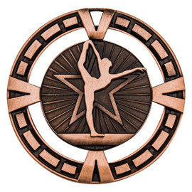 Gymnastics Varsity Medal Bronze 65mm Gymnastics Varsity Medal Bronze 65mm