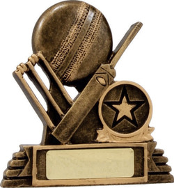 Cricket Cricket Trophy Ball, Bat & Stumps Trophy Gold 100mm