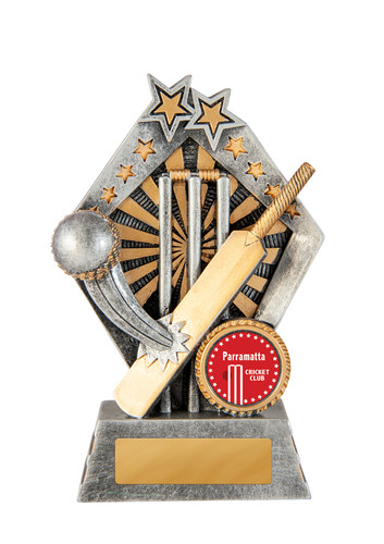 Cricket Sunrise Trophy Silver-Gold 140mm