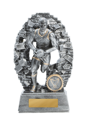 Aussie Rules Crash Through Trophy Silver 190mm Aussie Rules Crash Through Trophy Silver 190mm